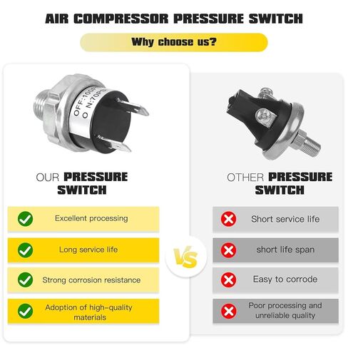 مفتاح ضغط الهواء الجديد 70-100 PSI 1/4 "-18 NPT DC 24V 12V ضاغط الهواء 100PSI 70PSI in Saudi Arabia