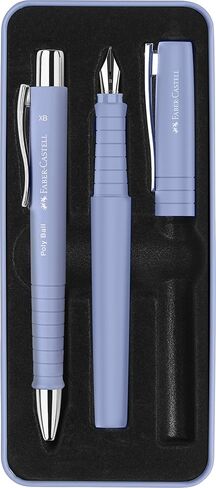 Faber-Castell Poly Pen Fountain and Ballpoint Pen Gift Set - Black: Fountain Pen Set with Broad Nib & Smooth Ballpoint Pen, Ergonomic Grip, Great for Journaling (2 Count) in Saudi Arabia