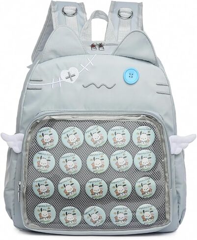 Backpack Ita Bag Pin Display Kawaii Cat-Ear Large Capacity with Insert for Weekende Cosplay (Black) in Saudi Arabia