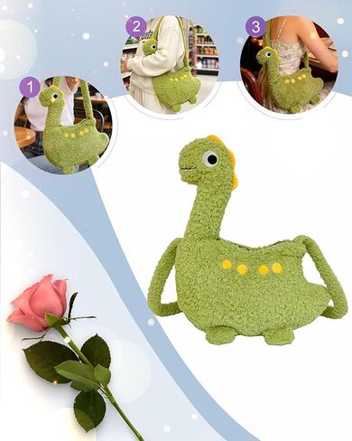 Cute Dinosaur DesignPlush Backpack，Dinosaur Stuffed Animal Bag, with Zipper Shoulder Bag，Unique Novelty Fun Purse toy Plushie Gifts for Girls Women in Saudi Arabia