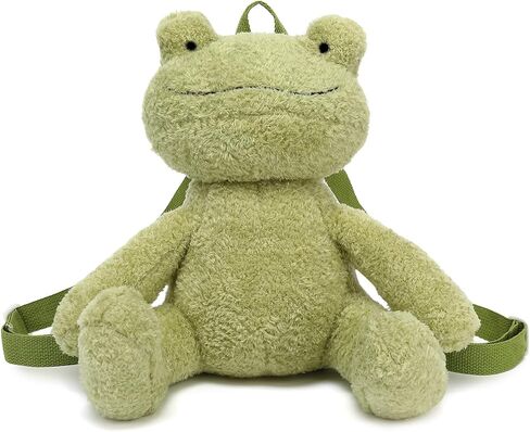 حقيبة ظهر Bycobecy اللطيفة للحيوانات المحشوة على شكل ضفدع للنساء، حقيبة ظهر من القطيفة على شكل ضفدع Kawaii ومحفظة جديدة مع حزام قابل للتعديل (أخضر) in Kuwait