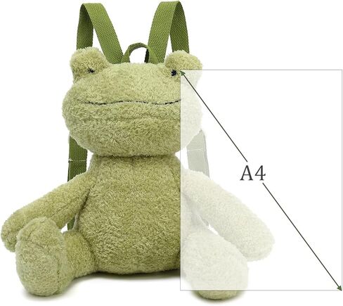 حقيبة ظهر Bycobecy اللطيفة للحيوانات المحشوة على شكل ضفدع للنساء، حقيبة ظهر من القطيفة على شكل ضفدع Kawaii ومحفظة جديدة مع حزام قابل للتعديل (أخضر) in Kuwait