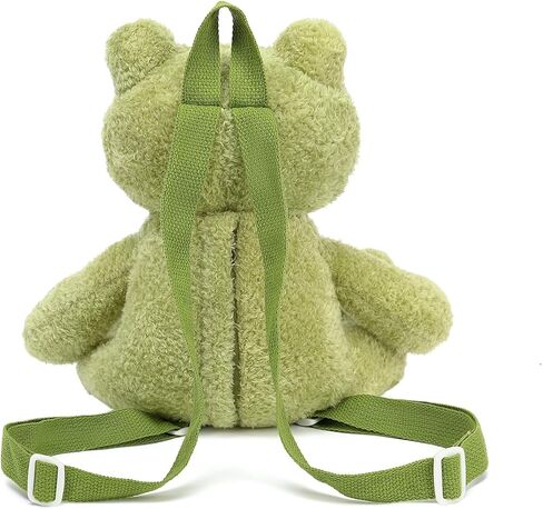 حقيبة ظهر Bycobecy اللطيفة للحيوانات المحشوة على شكل ضفدع للنساء، حقيبة ظهر من القطيفة على شكل ضفدع Kawaii ومحفظة جديدة مع حزام قابل للتعديل (أخضر) in Kuwait