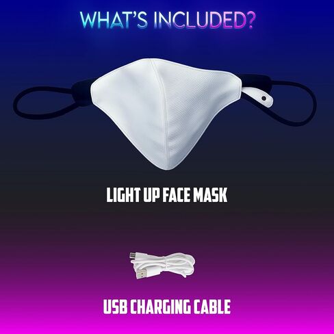 قناع وجه UltraPoi مضيء متعدد الألوان LED USB قابل لإعادة الشحن، غطاء غبار متوهج ومضيء للحفلات والمهرجانات والرقص والحفلات التنكرية لعيد الميلاد in Kuwait