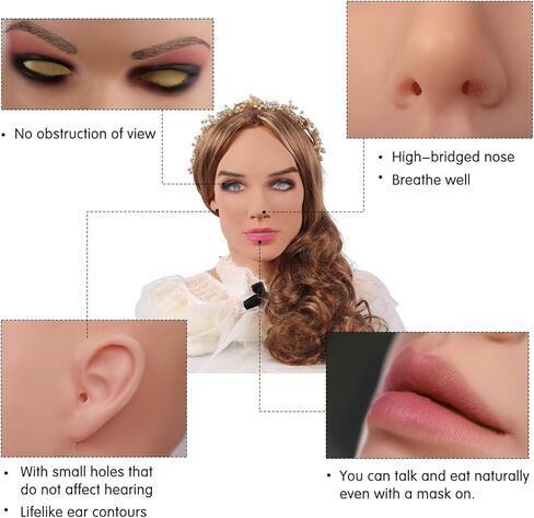 قناع بياتريس السيليكون للوجه الكامل للإناث يمكن أن يشكل قناعًا لأزياء كروسدرسر in Kuwait