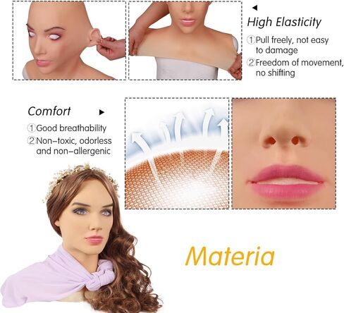 قناع بياتريس السيليكون للوجه الكامل للإناث يمكن أن يشكل قناعًا لأزياء كروسدرسر in Kuwait