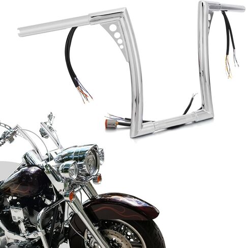 مقود Wsays السلكي مسبقًا بارتفاع 30.48 سم متوافق مع Harley Sportster XL883 1200 Softail Fat Boy Dyna Low Rider Road King 1996-2006 Ape Bar المقود كروم in Saudi Arabia