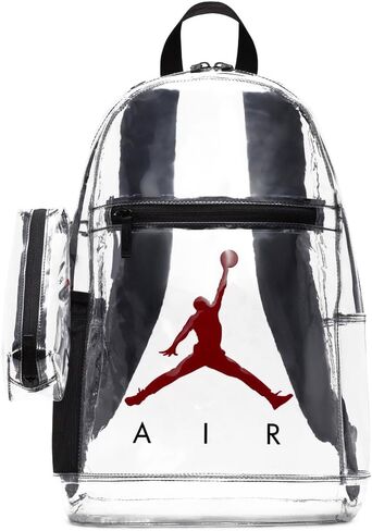 Nike Jordan Clear Backpack With Matching Accessory Case 2pc 2 Piece Set 3 Pocket (Black/Red) in Saudi Arabia