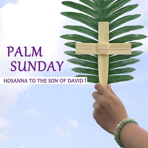 Zeyune 24 Pcs Plam Branches Crosses for Palm Sunday Set Lent Decoration Christian Religious 7'' Cross 18'' Artificial Leaves Gift Lent Decor for Home Church Palm Sunday Holy Week Easter Event Decor in Saudi Arabia