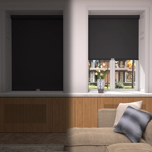 MYshade Cordless Blackout Roller Shade for Privacy & Energy Saving, Free-Stop Child Safe Roller Shades with Valance, Room Darkening Blinds Easy to Install, 30" W x 72" H, Black in Saudi Arabia