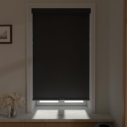 MYshade Cordless Blackout Roller Shade for Privacy & Energy Saving, Free-Stop Child Safe Roller Shades with Valance, Room Darkening Blinds Easy to Install, 30" W x 72" H, Black in Saudi Arabia