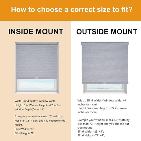 Persilux Custom Size Cordless 100% Blackout Roller Shades for Window Blinds, Free-Stop UV Protection Thermal Insulated Roller Blinds for Windows Shades for Home Door Office Bedroom Patios Bluish Grey in Kuwait