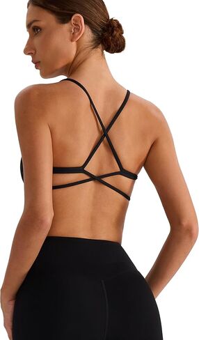 MEIVSO Women Criss Cross Back Sport Bra Strappy Yoga Bras Spaghetti Workout Bras with Removable Padding in Saudi Arabia