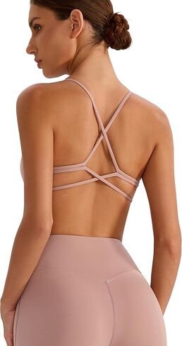 MEIVSO Women Criss Cross Back Sport Bra Strappy Yoga Bras Spaghetti Workout Bras with Removable Padding in Saudi Arabia
