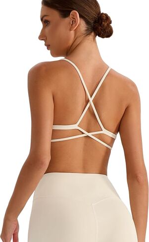 MEIVSO Women Criss Cross Back Sport Bra Strappy Yoga Bras Spaghetti Workout Bras with Removable Padding in Saudi Arabia