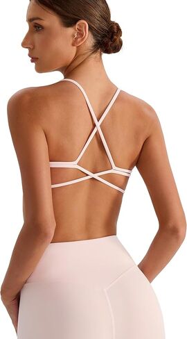 MEIVSO Women Criss Cross Back Sport Bra Strappy Yoga Bras Spaghetti Workout Bras with Removable Padding in Saudi Arabia