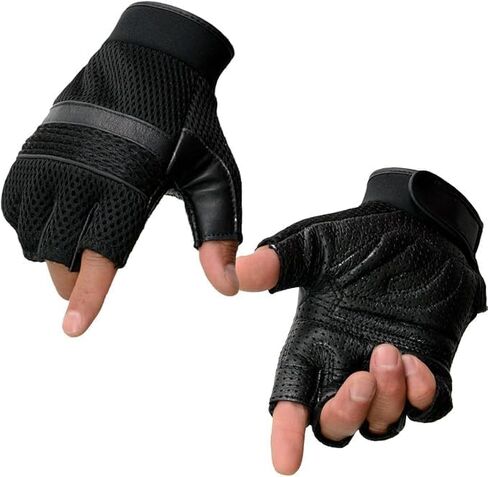 Milwaukee Leather MG7504 Men's Black Perforated Mesh Gel Palm Fingerless Motorcycle Hand Gloves W/ ‘Reflective Piping’ in Saudi Arabia
