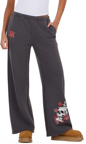 Forever 21 Women's Wide Leg Jogger with Hidden Drawstring and Rhinestones in Saudi Arabia