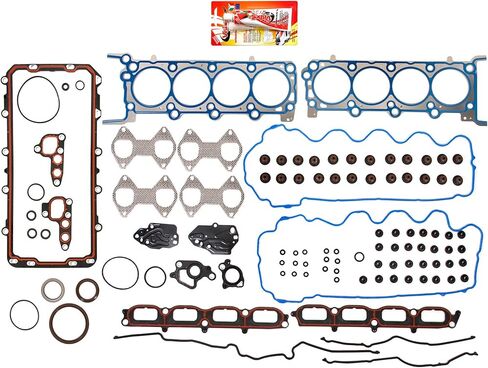 طقم إعادة تدوير المحرك FSBRR8-21200 متوافق مع 04-06 Ford F150 F250 Lincoln 5.4 TRITON 3 صمامات مجموعة حشية كاملة، محامل قضيب رئيسية ذات حجم قياسي، حلقات مكبس ذات حجم قياسي in Saudi Arabia