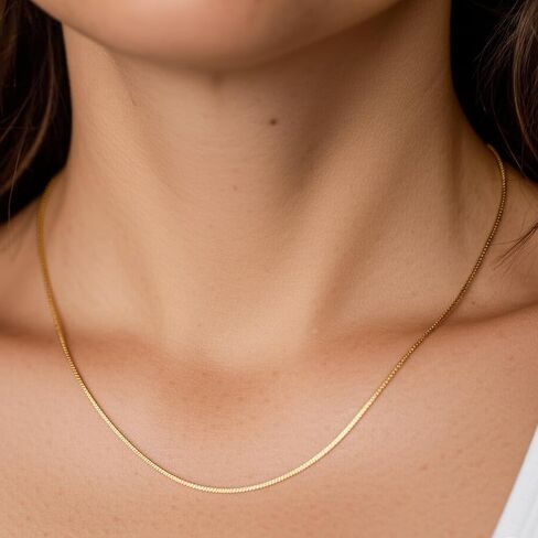 925 Sterling Silver 0.8MM Italian Box Chain - 16" - 24" Thin & Strong Necklace for Women in Saudi Arabia