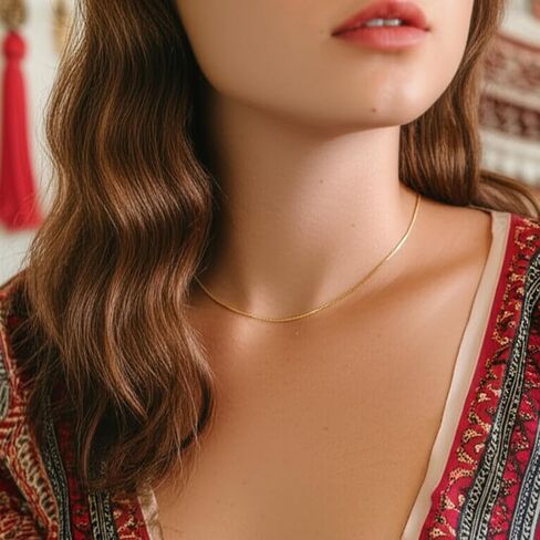 925 Sterling Silver 0.8MM Italian Box Chain - 16" - 24" Thin & Strong Necklace for Women in Saudi Arabia