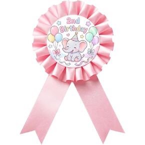 Elephant It's My 1st Birthday Tinplate Badge Pin, Elephant Birthday Girl Award Ribbon Button, Pink Rosette Little Peanut Happy Birthday Brooch Pin for Girl, Jungle Animal Themed 1st Anniversary/ Baby Shower Party Decoration in Saudi Arabia