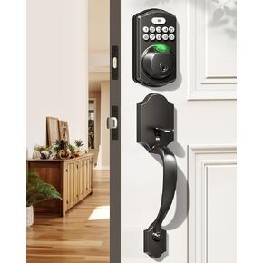 Veise Fingerprint Door Lock Set, Keyless Entry Door Lock, Front Handle Set, Electronic Keypad Deadbolt with Lever Handle, 2 Keys, Auto-Locking, One-time Codes, Easy to Install, Oil Rubbed Bronze in Kuwait