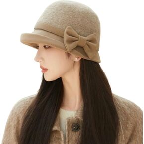 Women's Soft Bucket Hat with French Bow Solid Color Outdoor Trendy 2025 Cap for Fall Winter Fashion Curved Brim Hat in Kuwait