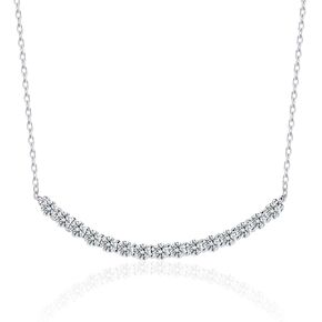 Half Tennis Bar Moissanite Diamond Necklaces for Women, 18K White Gold Vermeil over 925 Sterling Silver GRA Certified D Color VVS1 Lab Created, Dainty Everyday Jewelry, Birthday Gifts for Her in Saudi Arabia