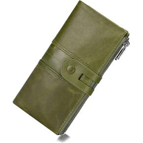 محفظة نسائية من الجلد الطبيعي من Myfriday مزودة بتقنية RFID، محفظة طويلة بمقبض مزدوج ومشابك للنقود ومحفظة حامل بطاقات للسيدات in Kuwait