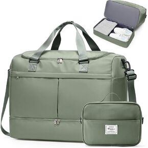 حقيبة سفر كبيرة من القماش الخشن، حقيبة عطلة نهاية الأسبوع للنساء مع حجرة للأحذية وحقيبة أدوات الزينة، حقيبة حمل طوال الليل للسفر وصالة الألعاب الرياضية والمستشفى والأعمال التجارية، أزرق الطاووس in Kuwait