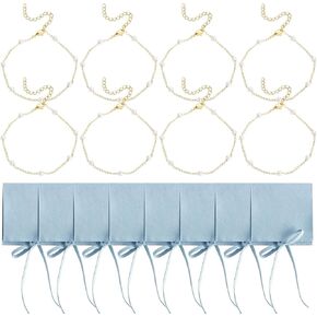 16 Pcs Wedding Bridesmaid Gifts Set - 8 Elegant Pearl Bracelets with 8 Matching Jewelry Pouches, Ideal Bridal Party Favor in Kuwait