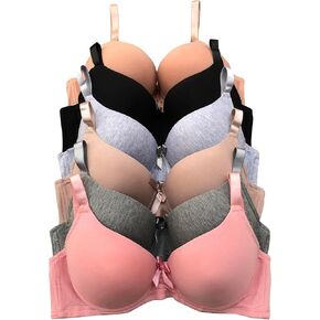 Women’s Underwire T-Shirt Cotton Bras 6 Pack Everyday Wear Comfortable Full Coverage Bra Set A to DDD Cups Bra in Kuwait