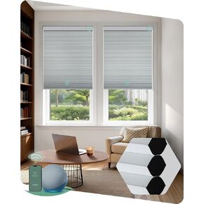 ستائر Yoolax الذكية، ظلال خلوية بمحرك متوافقة مع Alexa، ستائر كهربائية معتمة مع جهاز تحكم عن بعد للنوافذ الداخلية، ظلال قرص العسل لتوفير الطاقة تلقائيًا، أبيض، 35 بوصة عرض × 72 بوصة ارتفاع in Kuwait