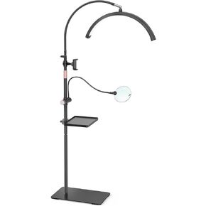 ضوء الرموش لتمديد الرموش، ضوء نصف القمر مع صينية الأدوات، مكبر 2X، حامل هاتف لفن الأظافر، فن الوشم، العناية بالبشرة، مصباح تجميلي للأرضية مع تعديل اللون والسطوع in Kuwait