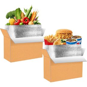 2 Pack Thermal Insulated Shipping Boxes with Aluminum Foil Liner for Frozen Food, Cold Pack & Dry Ice Shipping, 12"x5.5"x7.5" Mailing Boxes for Moving Hot Frozen Food in Kuwait