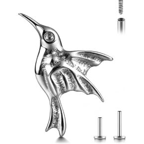 16G ASTM F136 Titanium Threadless/Threaded Studs Crystal with bird Tops for Conch,Tragus,Helix,Lobe Come With 6mm/8mm Lengths Post Flatback earring nose Jewelry in Kuwait