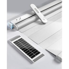 No Drill Motorized Zebra Blinds with Remote,Cordless Shades Dual Layer,Thermal Insulated Upgraded Shades(White,33.5" W x 72" H) in Saudi Arabia