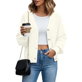 KUOTAI Women's Chunky Knit Open Front Sweaters Long Sleeve Button Loose Short Cardigan Outerwear Coats in Kuwait