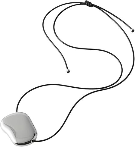 قلادة ذهبية مكتنزة للنساء قلادة حصاة بسيطة على حبل أسود قابل للتعديل مقاوم للماء مطلي بالذهب مجوهرات بيان in Kuwait