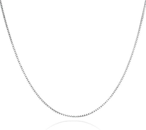 925 Sterling Silver 0.8MM Italian Box Chain - 16" - 24" Thin & Strong Necklace for Women in Saudi Arabia