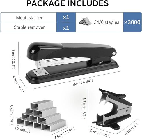 Non-Slip Office Full Strip Stapler Set with 3000 24/6 Staples and Mini Handheld Staples Remover, Heavy Duty Stapler, 50 Sheets Large Capacity in Saudi Arabia