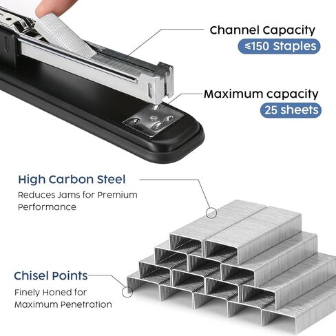 Non-Slip Office Full Strip Stapler Set with 3000 24/6 Staples and Mini Handheld Staples Remover, Heavy Duty Stapler, 50 Sheets Large Capacity in Saudi Arabia