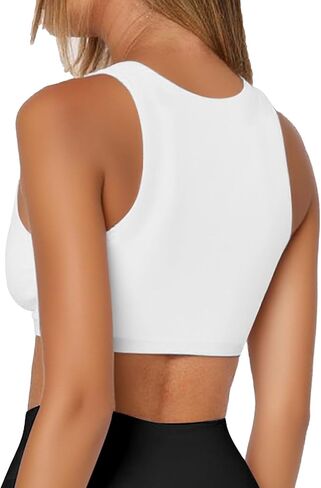 Dressmine Womens Double Lined Sexy Twist Racerback Tank Tops Crop Casual Workout Yoga Athleti Medium Support Shirts in Saudi Arabia