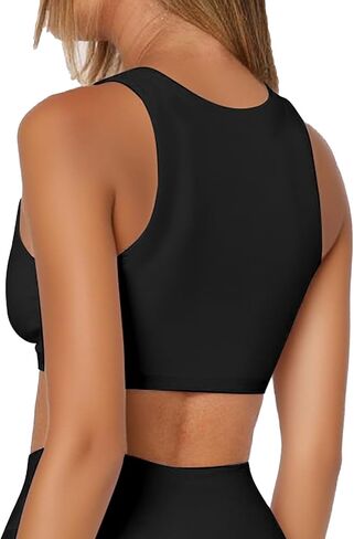 Dressmine Womens Double Lined Sexy Twist Racerback Tank Tops Crop Casual Workout Yoga Athleti Medium Support Shirts in Saudi Arabia