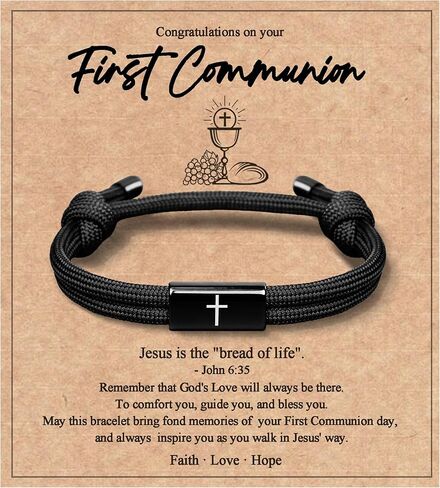 First Communion Gifts for Girls Boys, Cute Cross Bracelet as 1st Communion Favors Holy Religious Jewelry Christian Catholic Gifts for Son Daughter Niece, Easter Basket Stuffers for Teen in Saudi Arabia