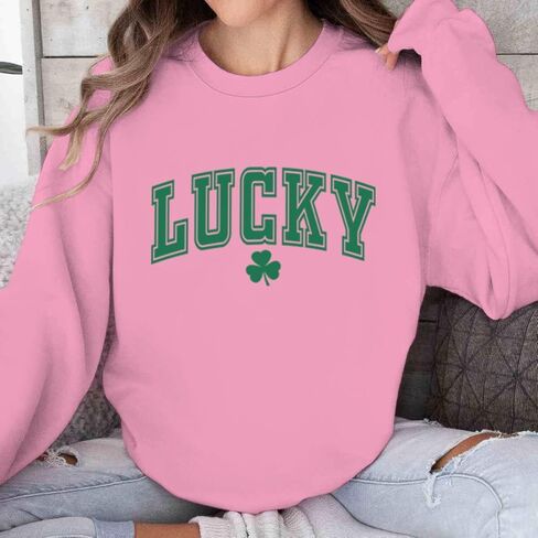St Patrick's Day Lucky Clover Sweatshirt For Women Oversized Long Sleeve Sweatshirt Irish Shamrock Pullovers in Saudi Arabia