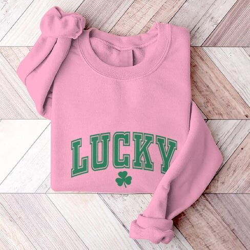 St Patrick's Day Lucky Clover Sweatshirt For Women Oversized Long Sleeve Sweatshirt Irish Shamrock Pullovers in Saudi Arabia