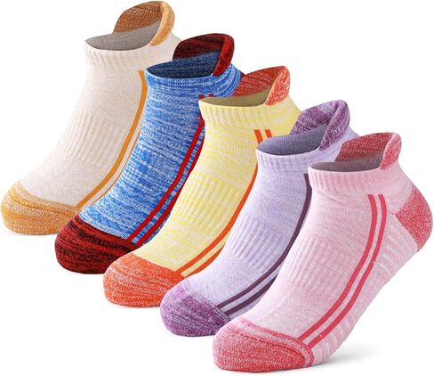 جوارب رياضية للجري للكاحل للنساء الرياضيات، جوارب رياضية مبطنة مضادة للبثور، جوارب للكاحل مريحة للجري، 5 أزواج in Kuwait