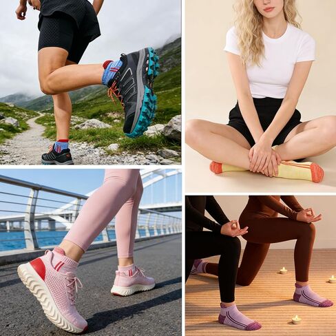 جوارب رياضية للجري للكاحل للنساء الرياضيات، جوارب رياضية مبطنة مضادة للبثور، جوارب للكاحل مريحة للجري، 5 أزواج in Kuwait